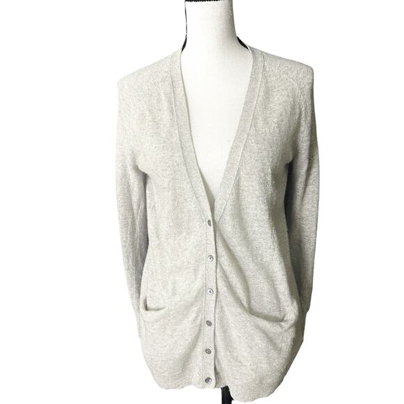 Banana Republic Women’s Small Merino Wool Cashmere Sweater Gray V-Neck Button Up - Picture 1 of 10